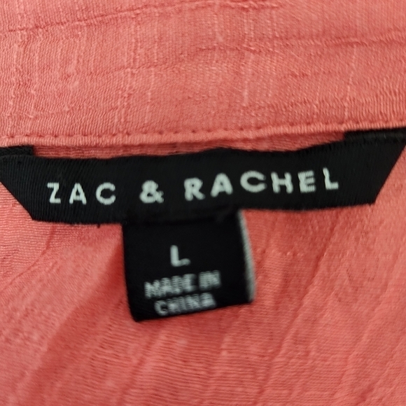 Zac & Rachel Women’s Hi Low Hem Loose Fit Salmon Coral Top Tunic Size Large - Picture 7 of 8